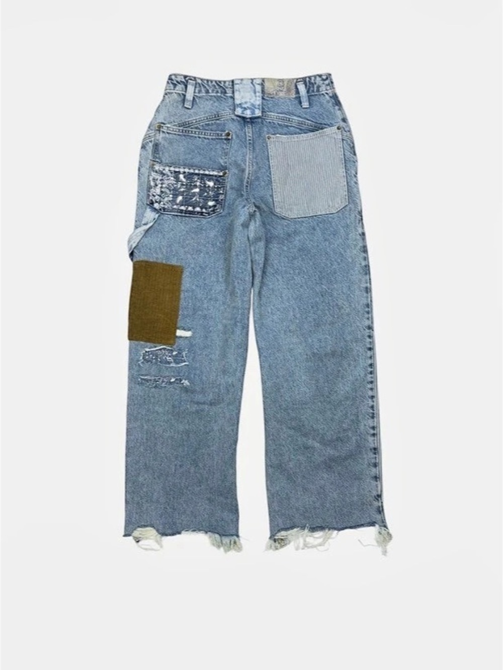 We The Free Patchwork Boyfriend Jeans Blue Waist 26 - Picture 5 of 11